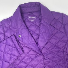 LL Bean Purple Puffer Jacket Asymmetrical Women s XS Petite