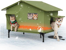 Extra-Large Heated Outdoor Cat House Shelter   Weatherproof  Insulated Feral St
