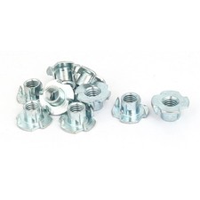 3/8'' Thread Dia 12mm Height 4 Prongs Full Threaded T-Nut Tee Nuts 10pcs