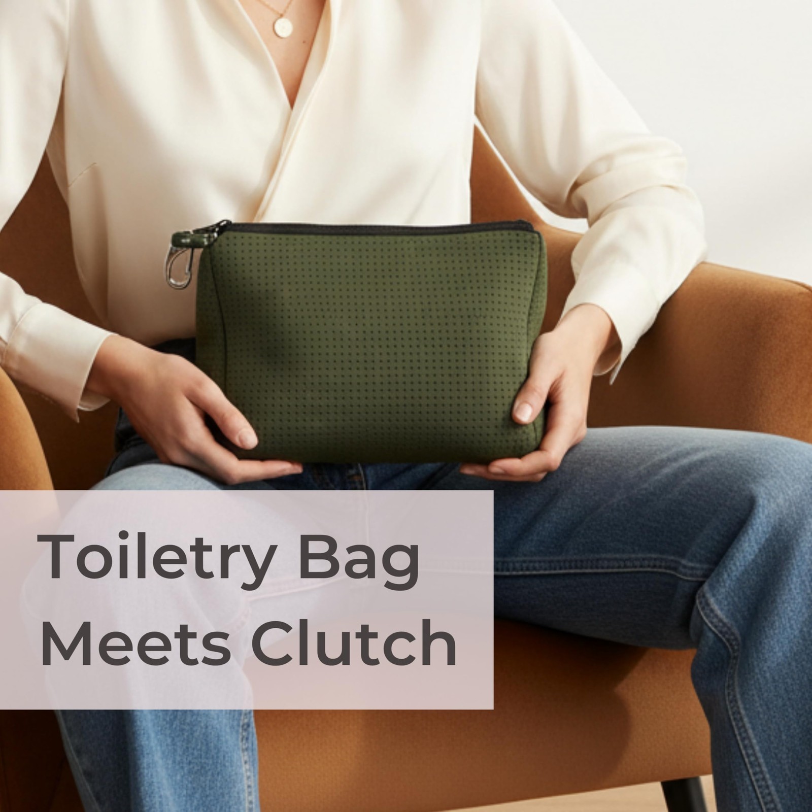 Brand Large Makeup Bag with Zipper - Neoprene Machine Washable Travel Toiletr...