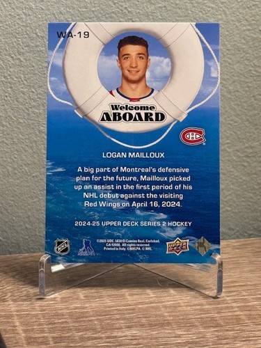 2024-25 Upper Deck Series 2 Welcome Aboard #WA-19 Logan Mailloux Canadiens - Bild 2 von 2