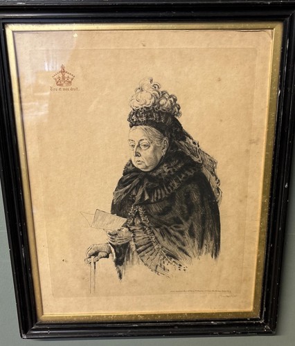 Original Published Engraving ~ Queen Victoria By Charles Bird ~ 1900 ~ Rare!