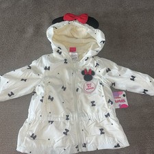 Disney Junior Minnie White Jacket Toddler 2 T Minnie Mouse Bow Ears Hood Zip Up