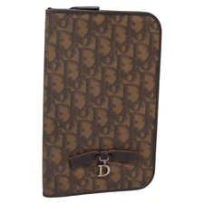 Christian Dior Trotter Canvas Day Planner Cover PVC Brown Silver Auth bs28282