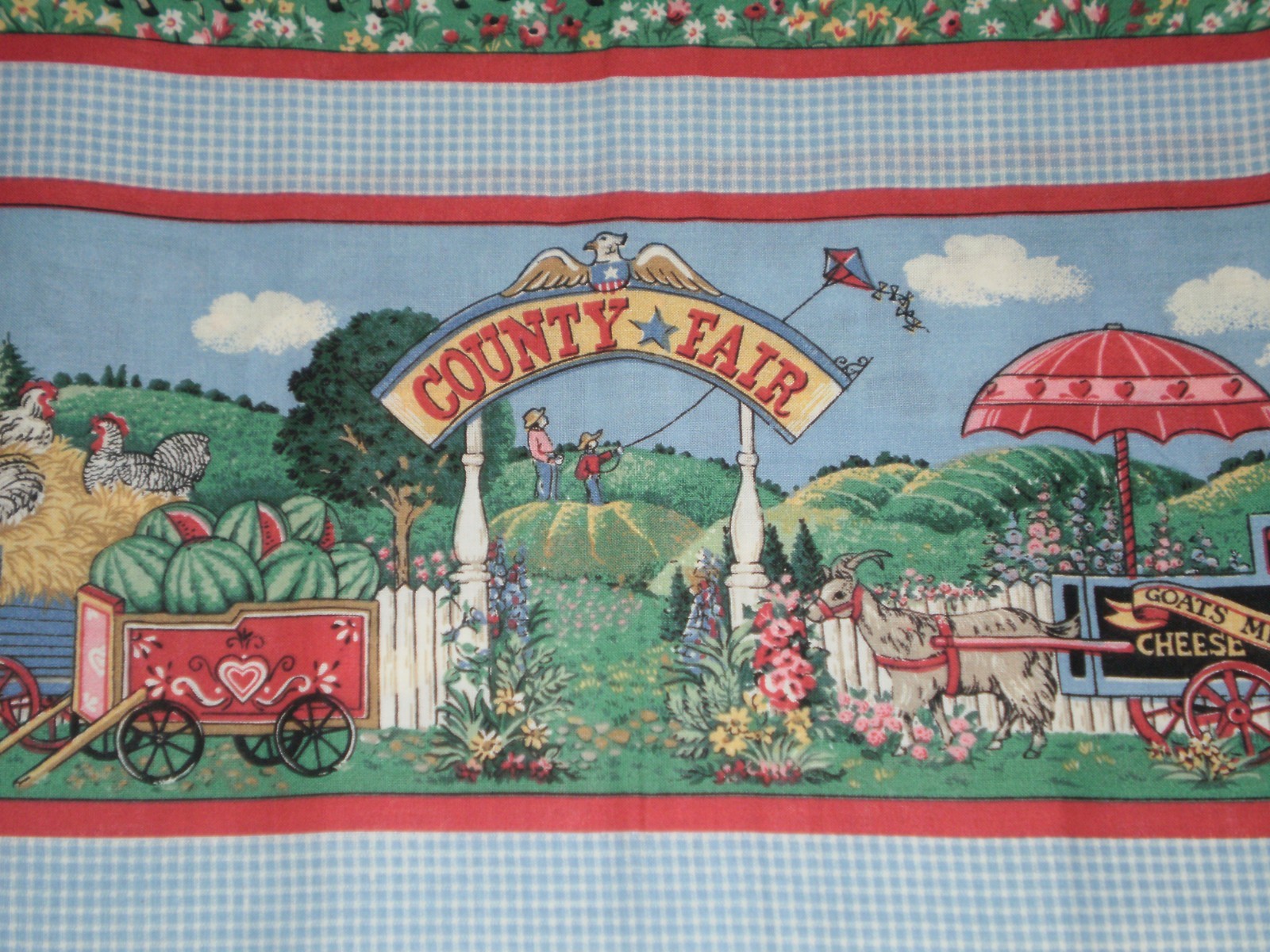 1993 Concord Fabrics Joan Kessler County Fair Repeating Border Stripe 35" L x 44