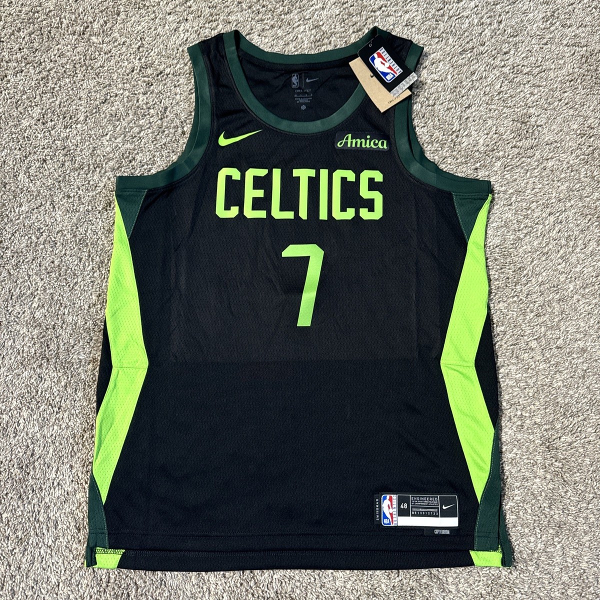 Boston Celtics Jaylen Brown Neon City Edition Swingman Jersey Mens