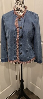 Boho Y2K Chic Yarn Fringe Denim Jacket 2000's BOLO Festival Craft Artsy VTG 8