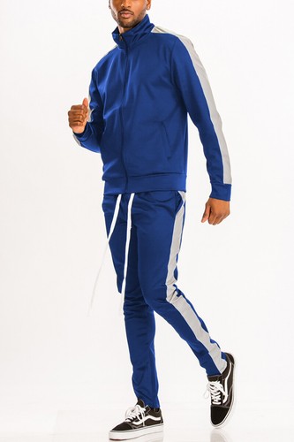 Unisex schmale FIt Trackjacke und Trainingshose mit durchgehendem Reißverschluss einstreifeniger Knöchelreißverschluss - Bild 14 von 38