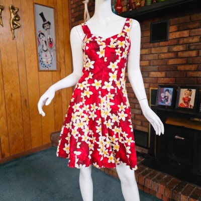 Vtg 80s Hawaiian Royal Creations Smocked Halter Pleated Bust Circle Sun  Dress M | eBay