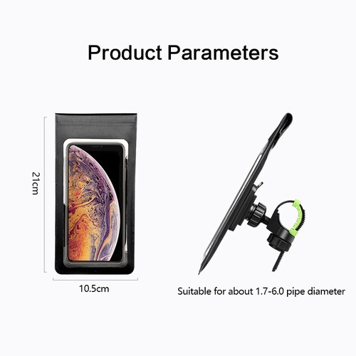 360° Motorbike Bike Bicycle Waterproof Phone Mount Case Holder For Mobile Phones - Picture 7 of 13