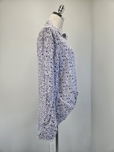 Cynthia Rowley Womens 100% Linen Button Down Shirt Floral Purple - Picture 2 of 13