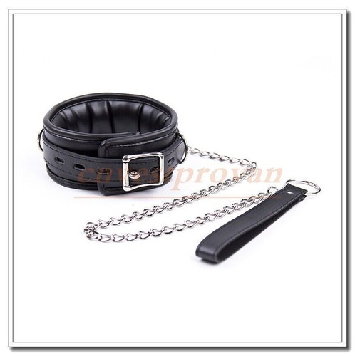 Pu Leather Black Padded Handcuffs Ankle Cuffs Neck Collar Restraints Couple BDSM - Bild 5 von 29
