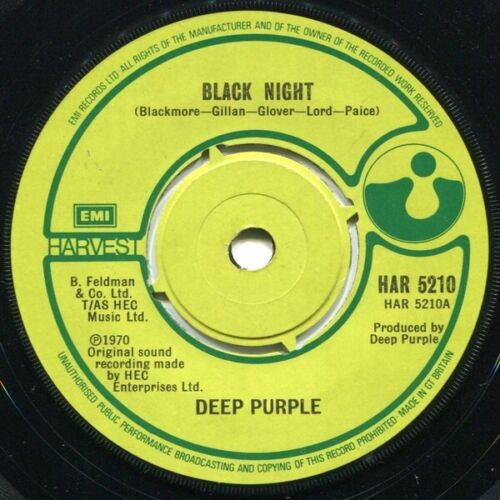 Deep Purple – Black Night / Speed King  - 7" Vinyl - Harvest - 1980 - Reissue - Afbeelding 1 van 2