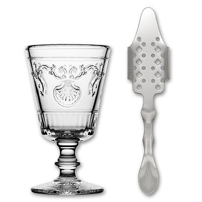 1x La Rochere Absinth Glas Versailles 200ml + 1x Absinth Löffel Bistro
