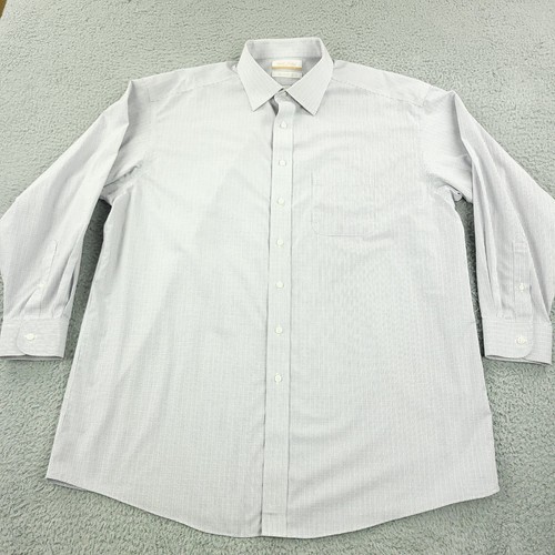 Roundtree & Yorke Shirt Mens 17 1/2 Blue Brown Poplin Gold Label Business Office - Picture 3 of 14