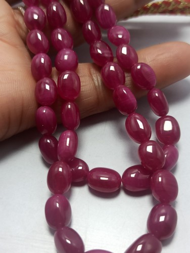 414.40 Carat Old Brazil Ruby Gemstone Oval Mani Beads 20" 2 Strand Necklace