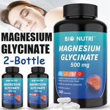 Magnesium Glycinate Supplement 500 mg Muscle Cramps, Sleep, Relax - 240Caps USA