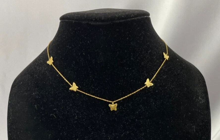 RACHEL ZOE Small Butterfly CZ Gold Over Sterling Silver Choker