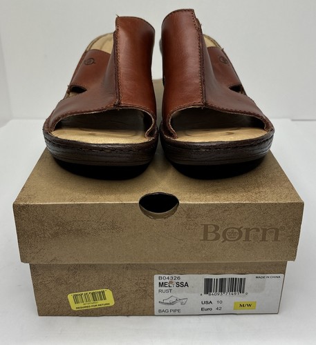 Born Melyssa Rust Bag Pipe Slip On Sandals Clogs Brown Leather Women’s Size 10 - Picture 2 of 11