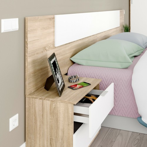 Cabezal y mesitas de noche, cabecero de matrimonio, mueble de dormitorio, Alaya - Imagen 18 de 23