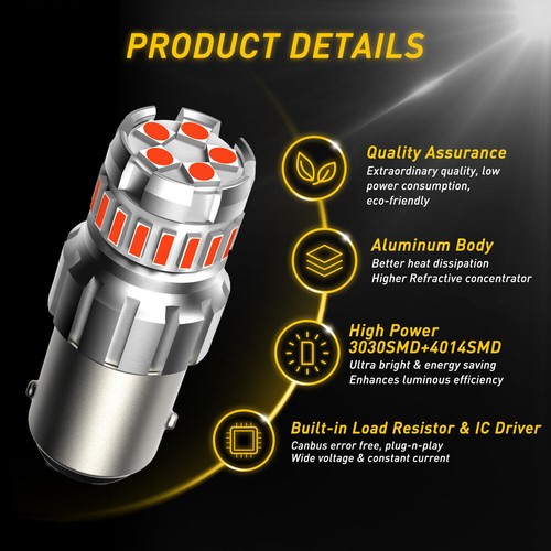 P21/5W 1157 Red 23SMD BAY15D LED Brake Stop Tail CANBUS Light Bulb Globe - Picture 4 of 11