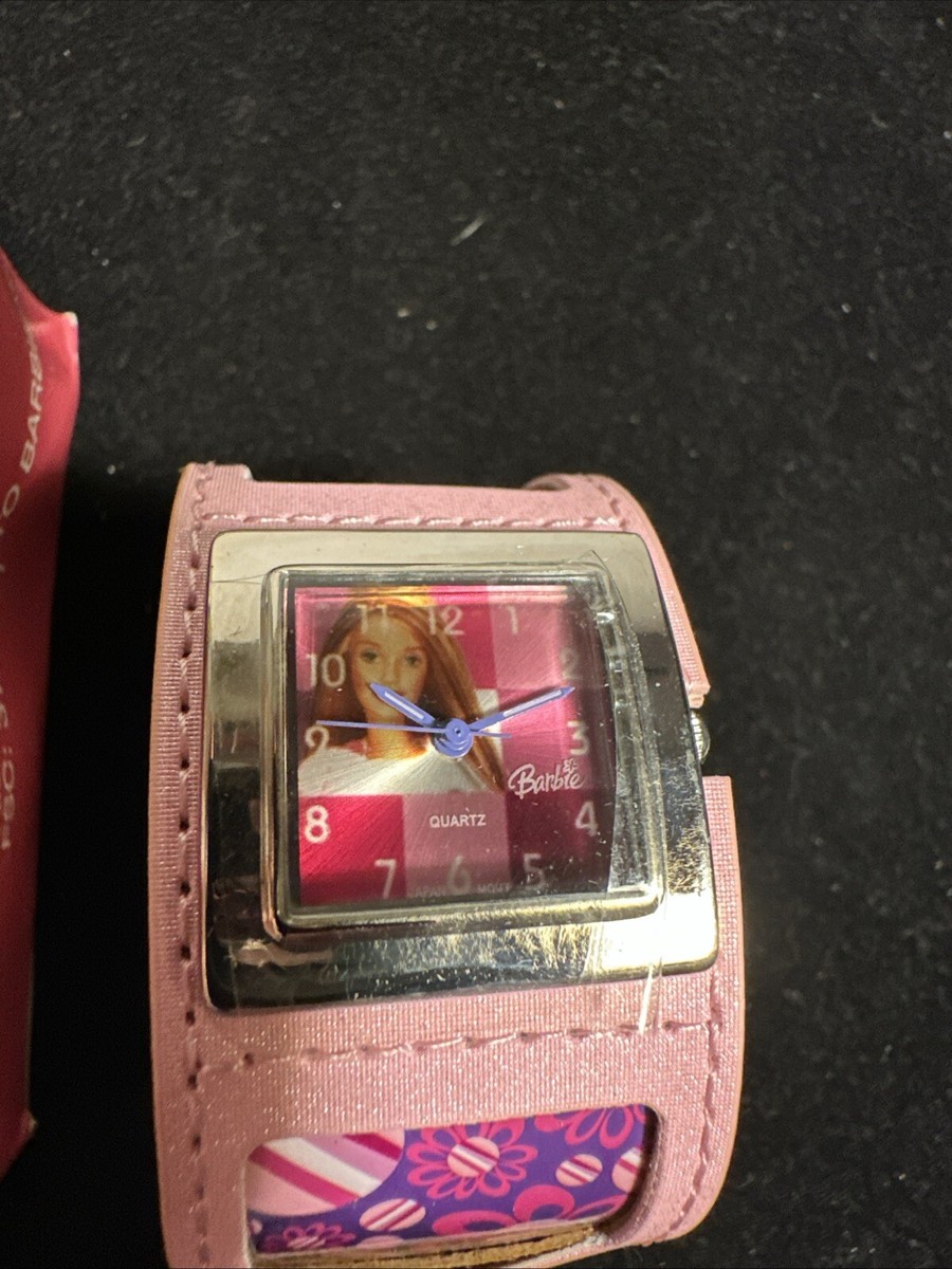 ⭐️ Sa ⭐️ Barbie Watch Kids Girl Youth Pink Silver Tone With Metal Box New