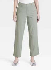 NWT A New Day Women's Chino Straight Pants Size: 6 Olive Green Mid-Rise Stretch