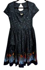 Dancing Days Banned Apparel Dress Midnight Owl  Whimsigoth Pin Up  Witchy Size S