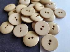 12 French Taupe slightly domed 2-hole sew- through buttons 3/4" 19mm 