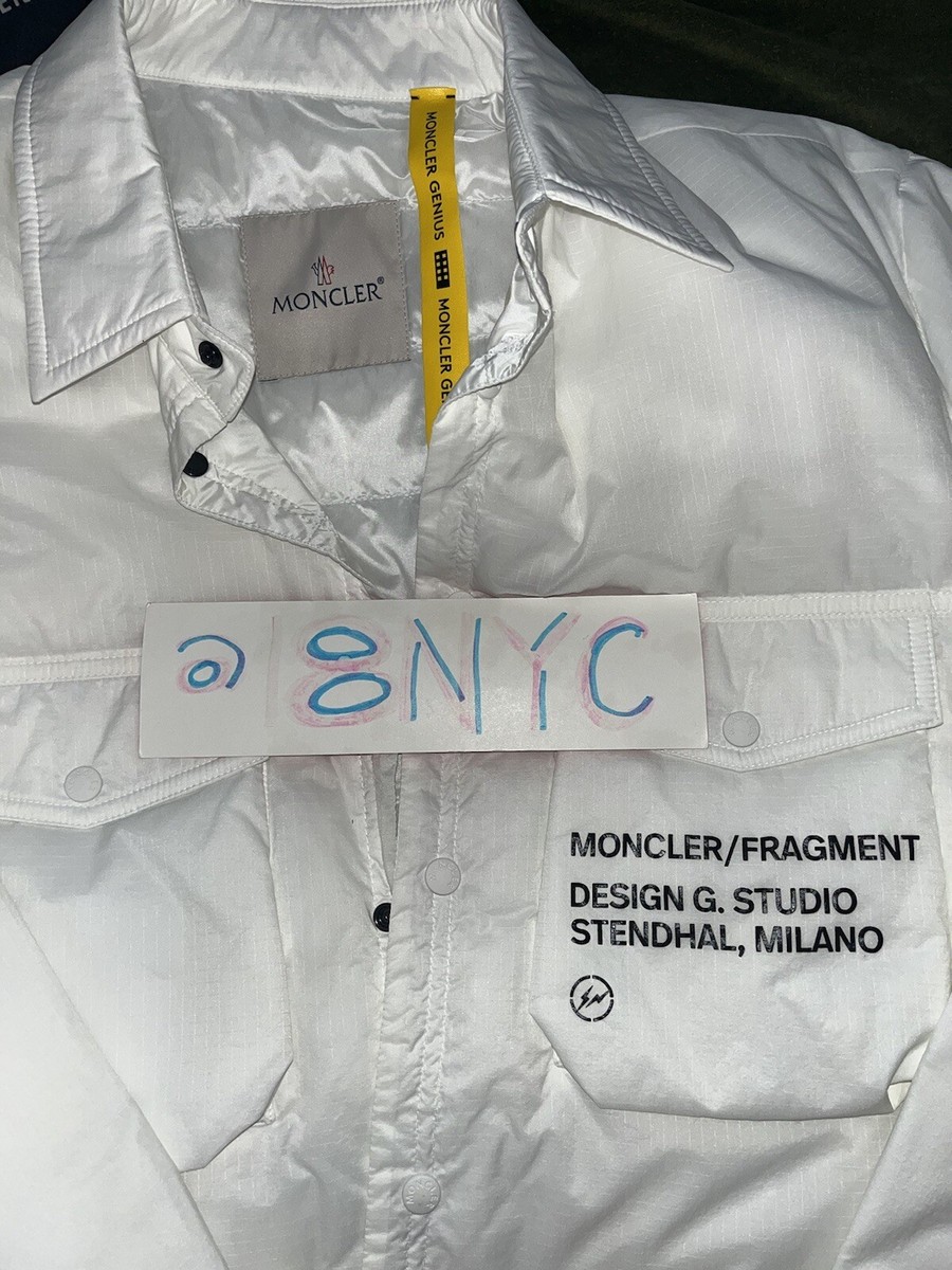 Rare New MONCLER GENIUS 7 FRAGMENT MAZEN White Down Nylon Shirt
