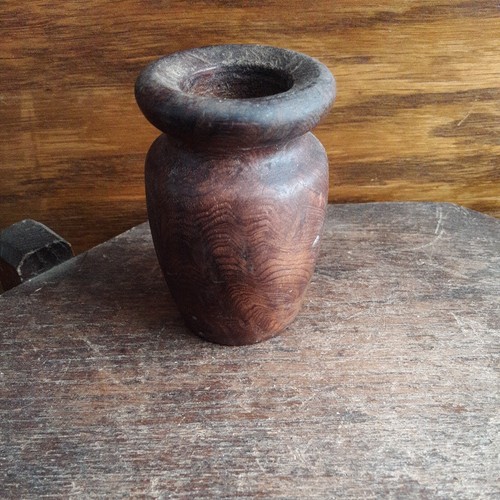 Vintage Wooden Miniature Vase Barrel Burl Wood ? 2.75" tall 1.75" wide Unmarked - Picture 15 of 24