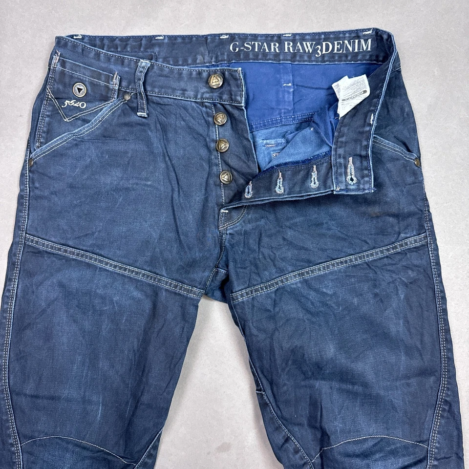 G Star Raw Jeans Men 32x32 Blue 3D Buckle Back Dark Moto Military (Tag 31 Waist) - Image 2 of 4