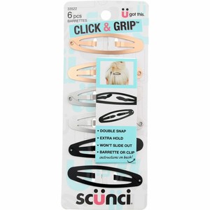 grip snap clips double hair scunci barrettes ct