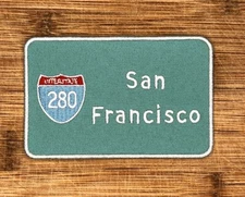 San Francisco 280 Highway Sign Patch Iron-On 4x2.5 Inch Embroidered Collectible