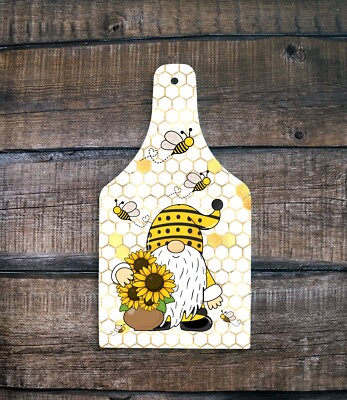 Sonnenblume Biene Gonk Wichtel Hartglas Schneidebrett Servierplatte Geschenk