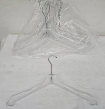 42 Clear USA 17" Retail COAT Hanger Lot LONG Hooks Heavy Duty CHlot#29 tg