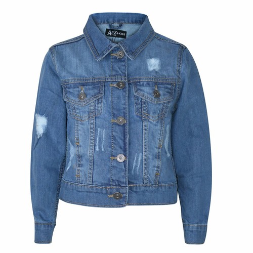 (9-10 Years) Kids Boys Denim Jacket Designer Light Blue Ripped Jeans Fashion Coat Age 3-13 Yr