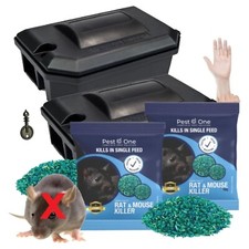 PROFESSIONAL Rodent Rat Box Station & STRONGEST AVAILABLE Wheat Bait Poison