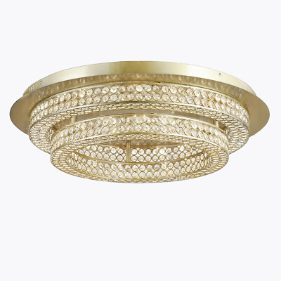 Engaged 26in LED Satin Gold Flush Mount Ceiling Light with Clear Crystals