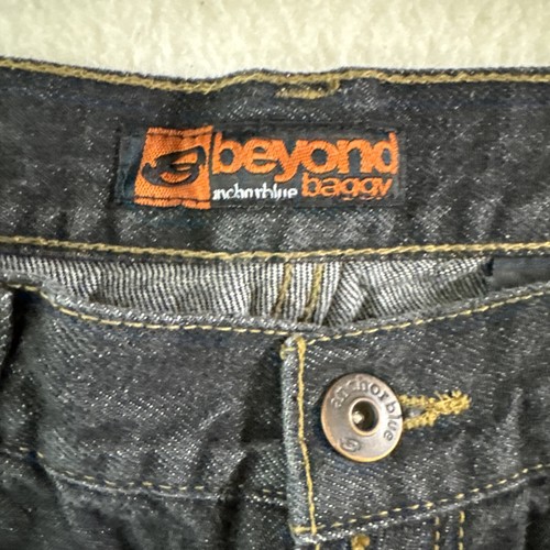 Vtg Anchor Blue BLACK Denim BEYOND BAGGY Grunge 90s Y2K Jeans Men Sz 36x30 Skate - Picture 2 of 16