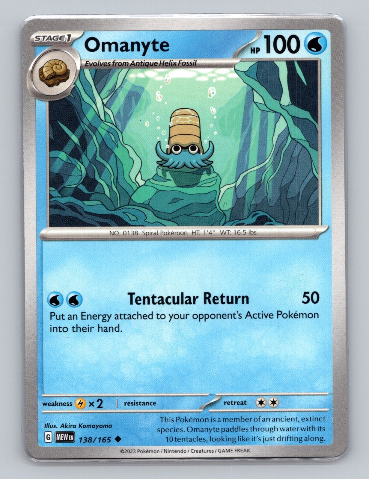 Omanyte 138/165 Uncommon NM Pokemon 151 Card MEW EN English US Seller