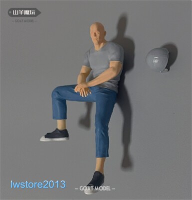 1/18 Bald Man Helmet Male 4'' Resin Figurines Figures Model For Cars Vehicles Toy
