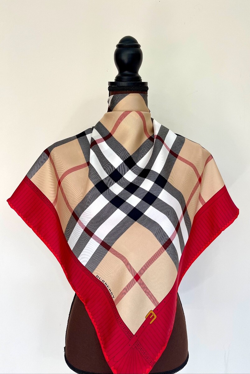 Unisex Classic Burberry Scarf NWT House Beige Check Red Border