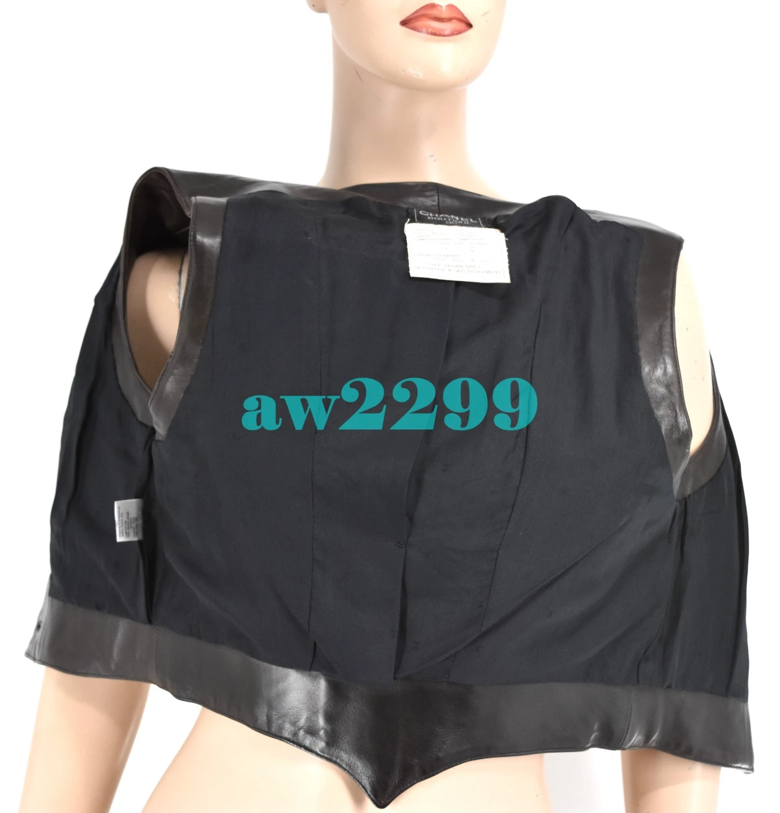 Gilet CHANEL 93A Vintage Pelle d'Agnello Trapuntato CC Top 36 38 Oggetto da Collezione Marrone