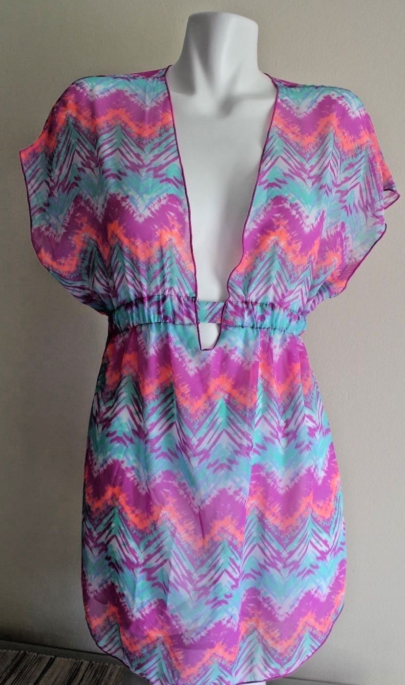 NWT Miken Swim Swimsuit Bikini Cover Up Dress Tunic Size L Mermaid Blue ...