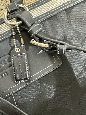 Coach Vintage Logo Quilted Shoulder Tote Bag Purse Black F17668 | eBay