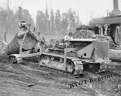Logging Caterpillar Tractor Near Elk River Canada Year 1937  8x10 Photo