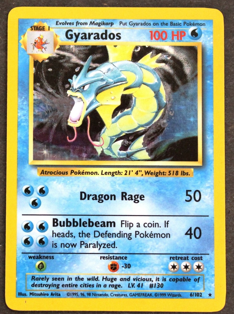GYARADOS 6/102 ギャラドス 英語版ポケットモンスター Pokemon Stage 1 GYARADOS Holo Card 6/102 #130 | eBay