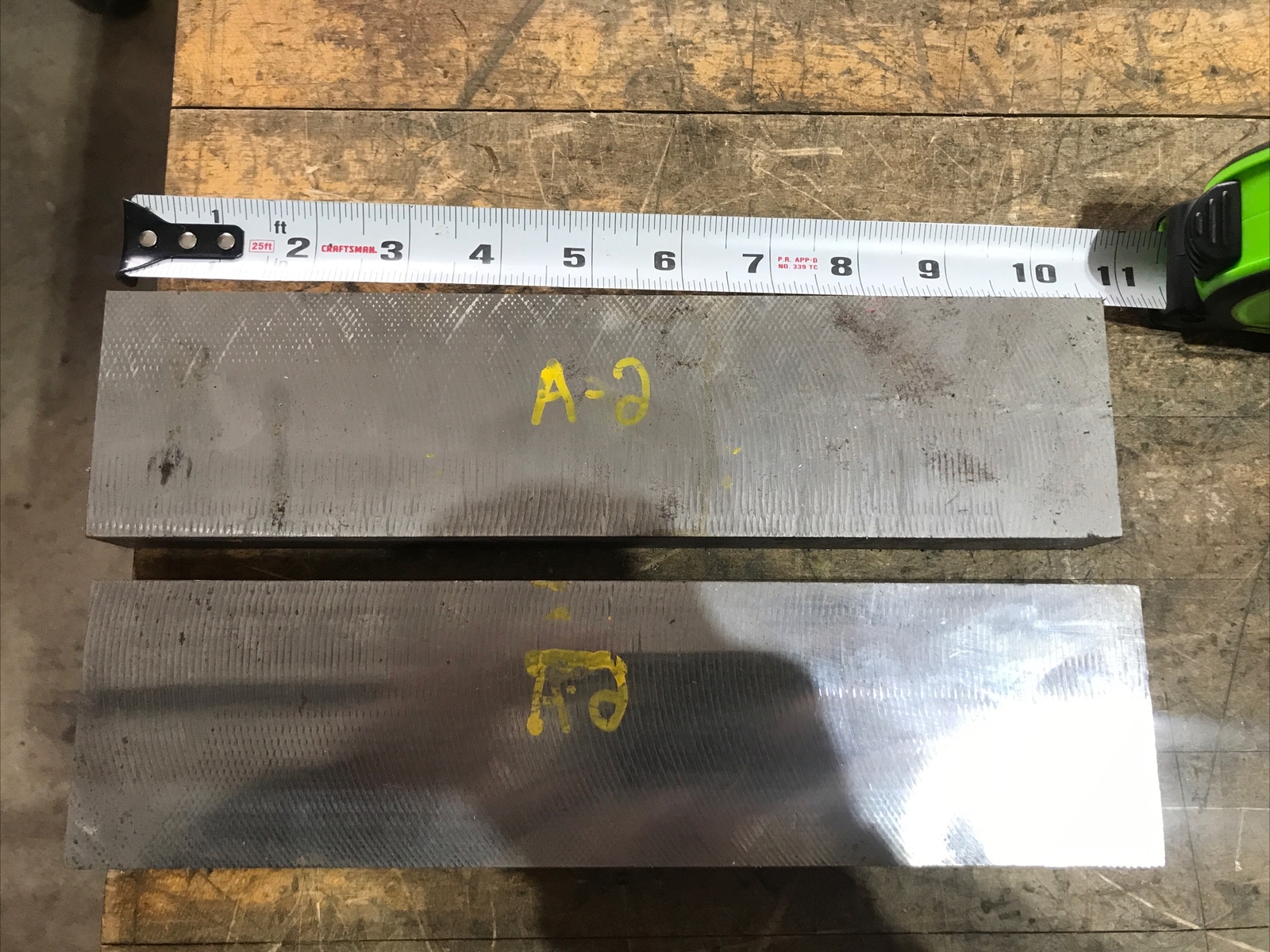 SOLID A2 Tool steel Square STOCK 101/2” X 2.5” X 1” Weight 16lbs Qty 2