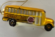 Vintage Thomas Pacconi 3" School Bus Glass Christmas Ornament Decor TeacherRARE